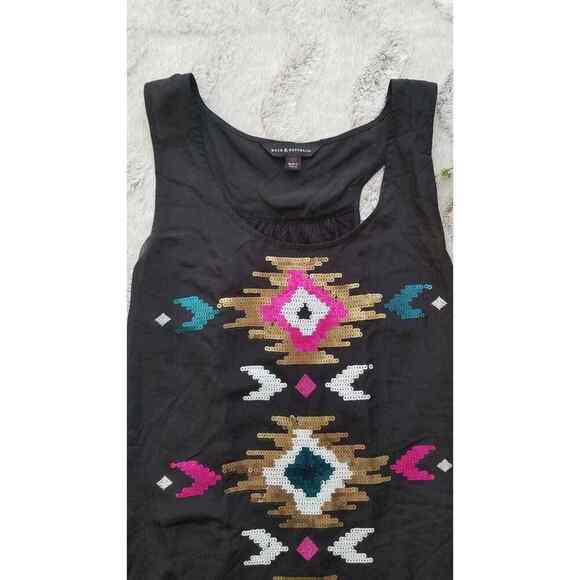 Rock & Republic Black Multicolor Western Sequin Sleeveless Tank Top Size XS - Picture 5 of 8